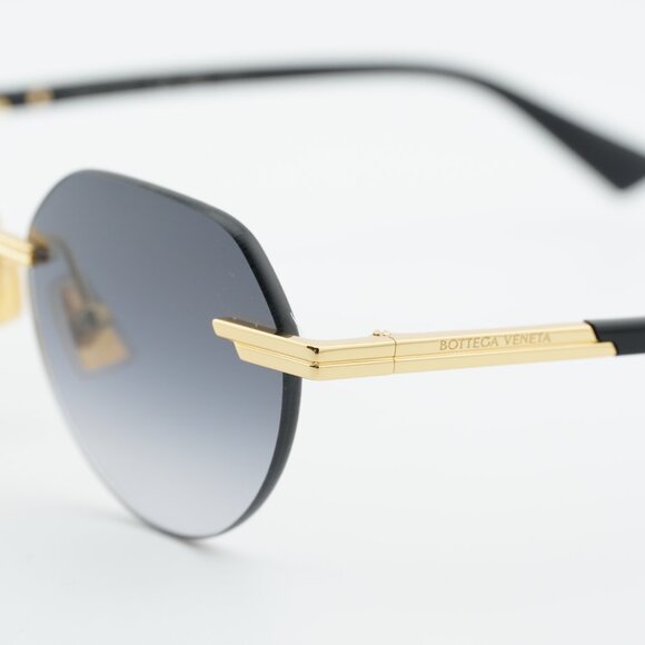 Bottega Veneta BV1379S 001 Sunglasses Shiny Gold Square Frame, Grey Lenses main image 2
